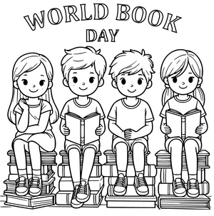 Página para Colorir Página para Colorir do Dia Mundial do Livro para Imprimir Grátis