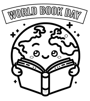 Página para Colorir do Dia Mundial do Livro para Imprimir Grátis