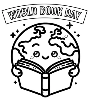 Página para Colorir Página para Colorir do Dia Mundial do Livro para Imprimir Grátis