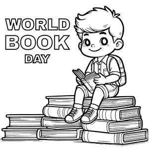 Página para Colorir Página para Colorir do Dia Mundial do Livro para Imprimir