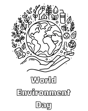 Página para Colorir Dia Mundial do Meio Ambiente para Imprimir
