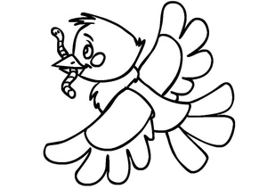 Página para Colorir Pássaro Comedor de Minhocas