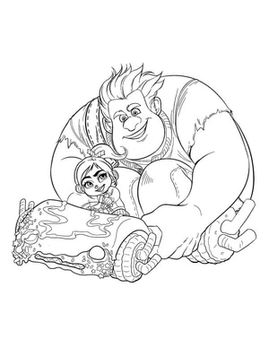 Página para Colorir Aventura Incrível de Ralph e Vanellope