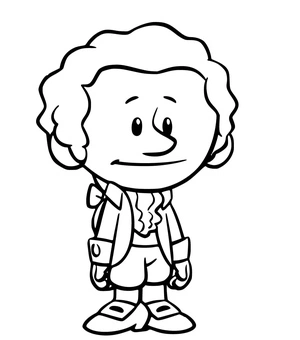 Página para Colorir Xavier Riddle com Alexander Hamilton