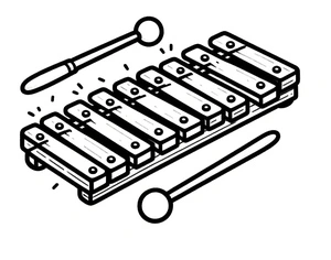 Página para Colorir Página de Colorir de Xilofone Grátis para Crianças