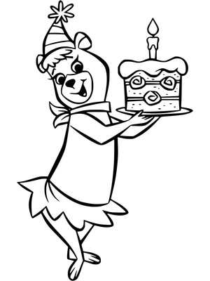 Cindy Bear com um Bolo de Aniversário