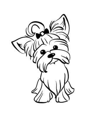 Página para Colorir Página para Colorir Fofa de Yorkie para Imprimir