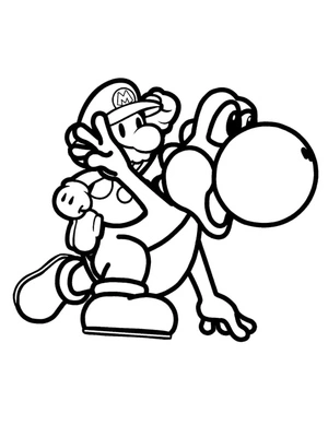Página para Colorir Mario e Yoshi