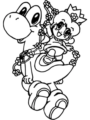 Página para Colorir Página para colorir do Yoshi e da Princesa Bebê