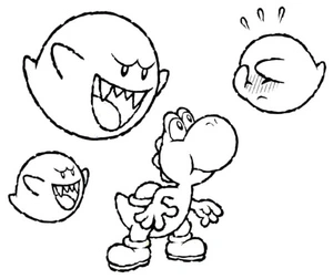 Página para Colorir Yoshi e Boo