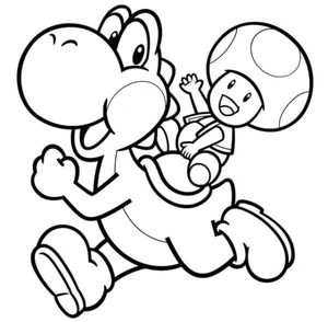 Página para Colorir Yoshi e Toad - Página para Colorir