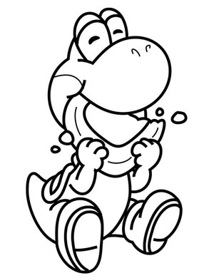 Página para Colorir Yoshi aproveitando uma refeição