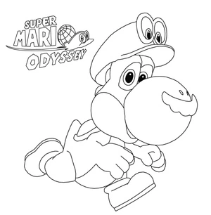 Página para Colorir Yoshi em Super Mario Odyssey - Página para Colorir