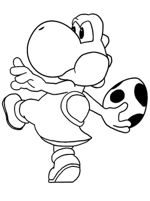 Página para Colorir Yoshi jogando um ovo