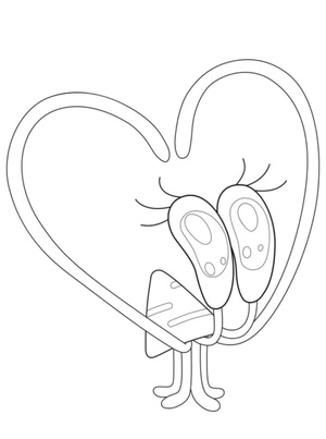 Clam Bernie com coração, easy Zig e Sharko coloring page, free printable