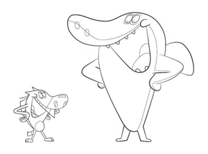 Zig e Sharko sorrindo, fácil Zig e Sharko coloring page, free printable