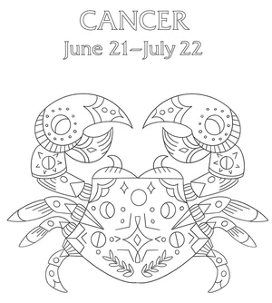 Página para Colorir Imagem do Signo de Câncer