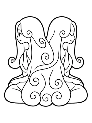 Página para Colorir Imagem do signo de Gêmeos