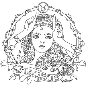 Página para colorir imprimível com o signo de Touro
