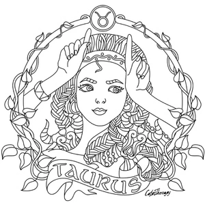 Página para Colorir Página para colorir imprimível com o signo de Touro