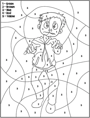 Página para Colorir Colorir por Número Zumbi