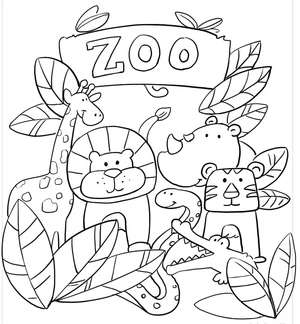 Página para Colorir Animais Adoráveis no Zoológico