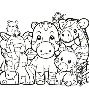 Página para Colorir Animais Adoráveis do Zoológico para Imprimir