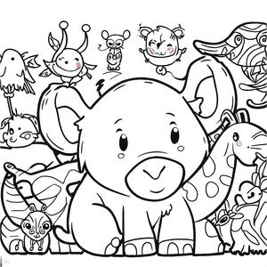 Página para Colorir de Animais do Zoológico para Imprimir