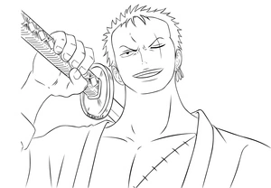 Página para Colorir Retrato do Zoro