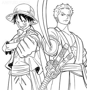 Página para Colorir Zoro e Luffy