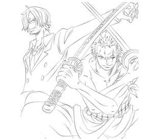Página para Colorir Zoro e Sanji