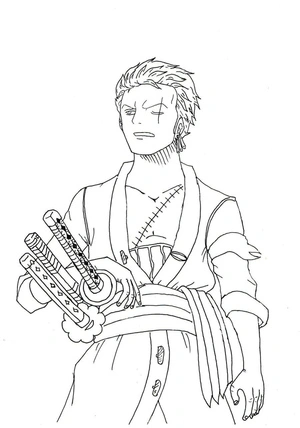 Página para Colorir Retrato do Zoro