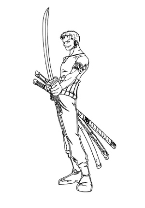 Página para Colorir do Zoro em Pé