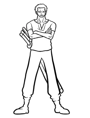 Página para Colorir Zoro Fazendo uma Pose Estilosa