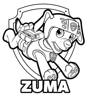 Página para Colorir Zuma em uma Corrida Emocionante